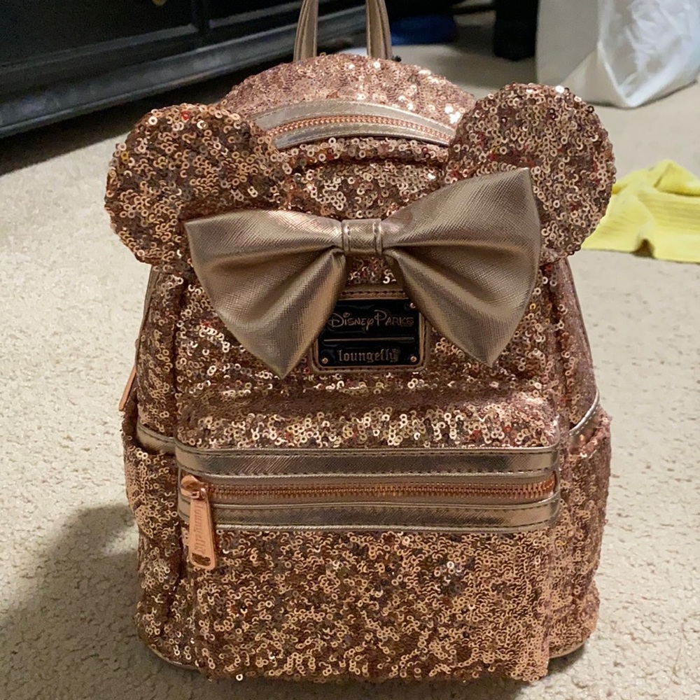 Loungefly Rose Gold Sequin Disney Mini Backpack
